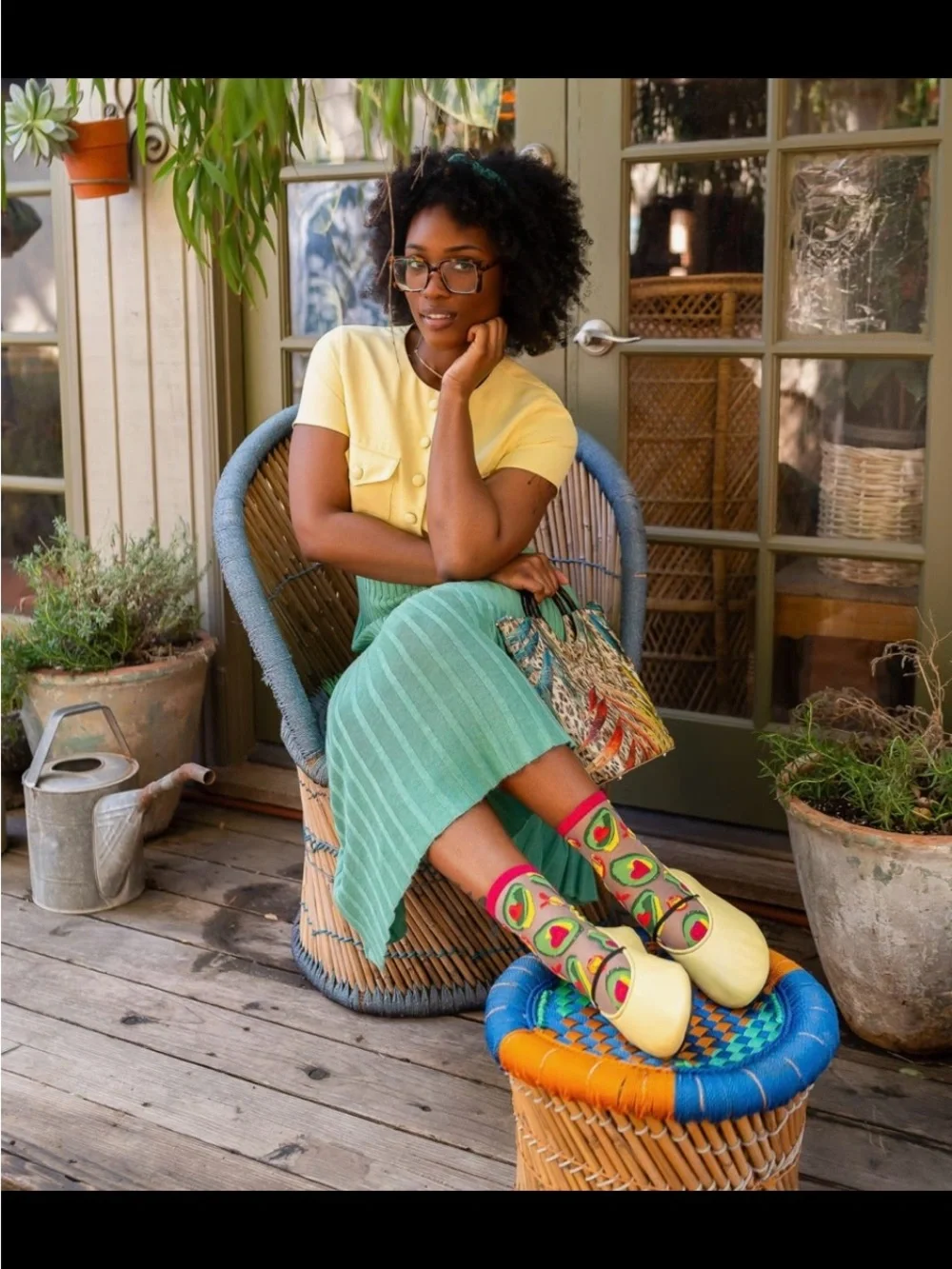 Avocado Lover Sheer Crew Print Socks. Price Firm.